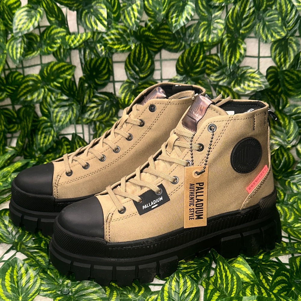 Palladium Khaki High-Top Sneakers with Black Soles